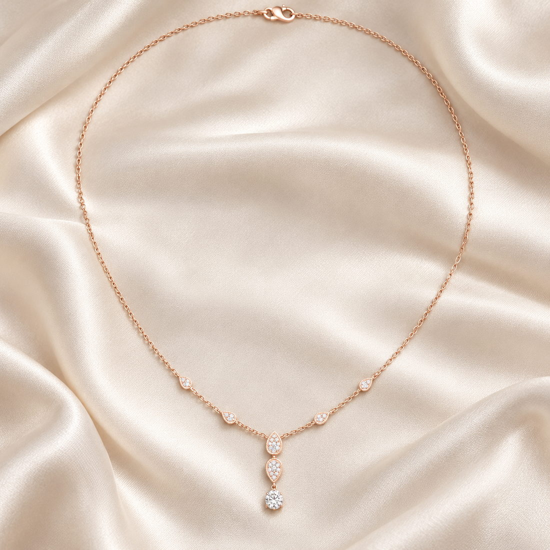 Celestial Dew 0.64 CT Pear Diamond Drop Necklace