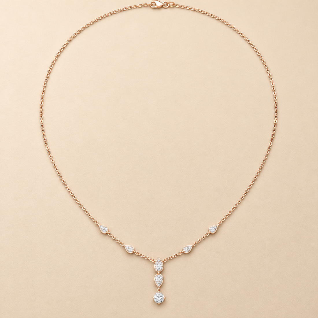 Celestial Dew 0.64 CT Pear Diamond Drop Necklace