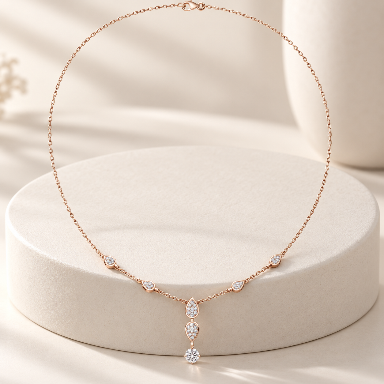 Celestial Dew 0.64 CT Pear Diamond Drop Necklace