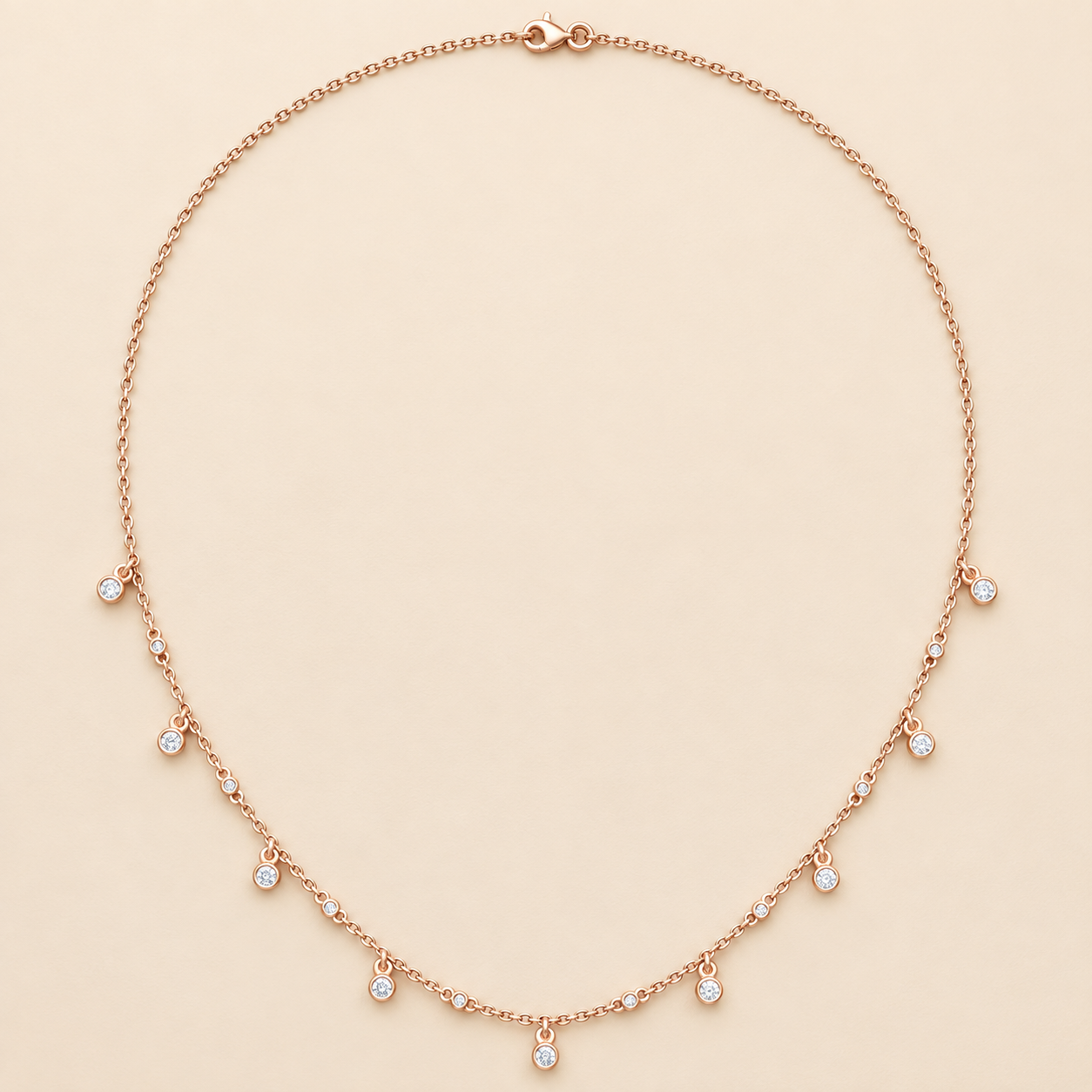 Starlit Drops 0.36 CT Bezel Diamond Station Necklace