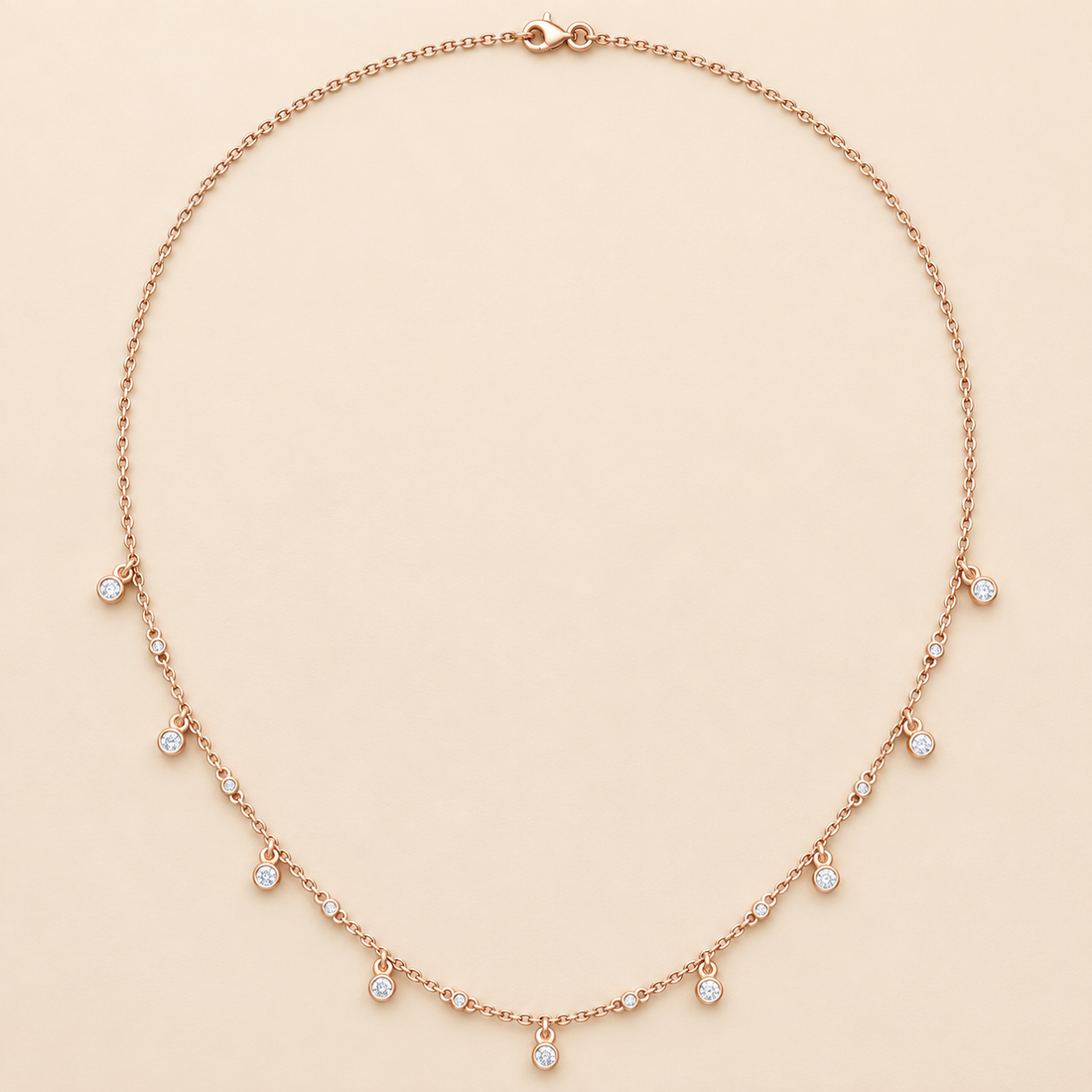 Starlit Drops 0.36 CT Bezel Diamond Station Necklace