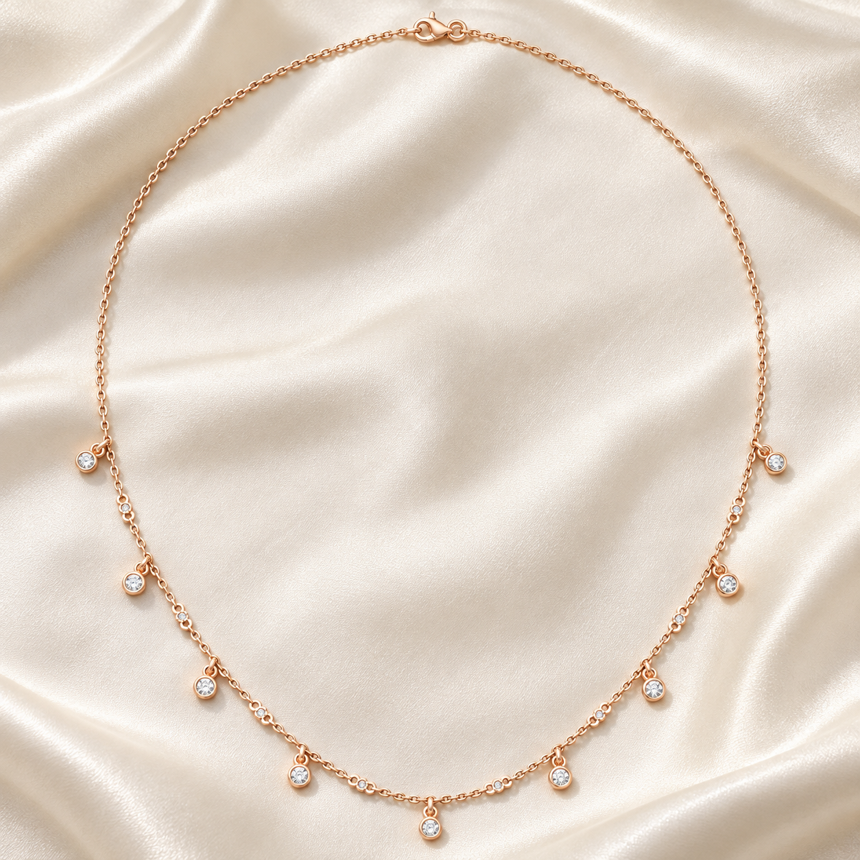 Starlit Drops 0.36 CT Bezel Diamond Station Necklace