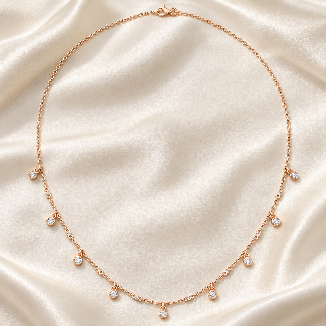 Starlit Drops 0.36 CT Bezel Diamond Station Necklace