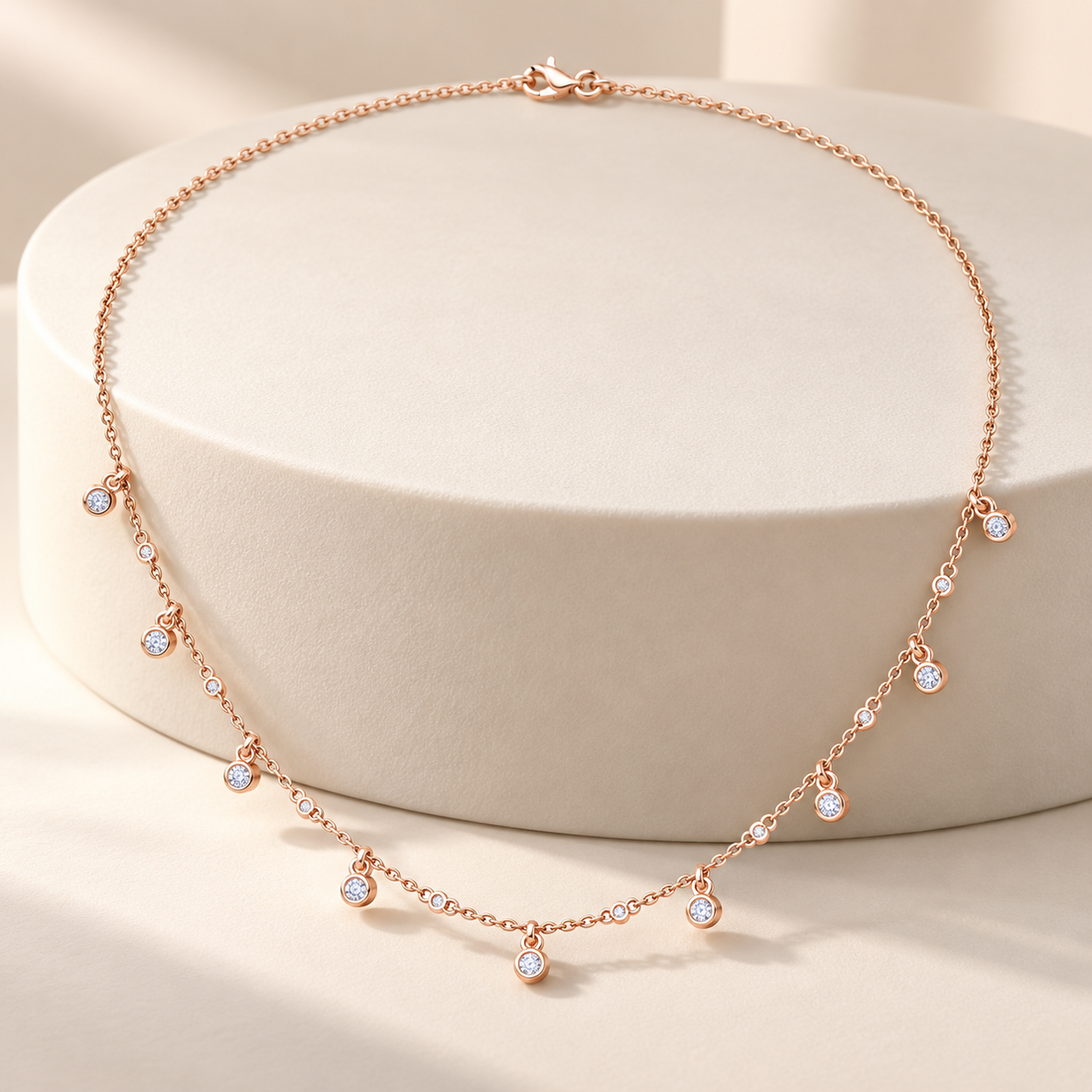 Starlit Drops 0.36 CT Bezel Diamond Station Necklace