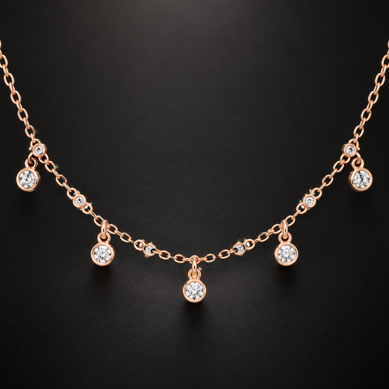 Starlit Drops 0.36 CT Bezel Diamond Station Necklace