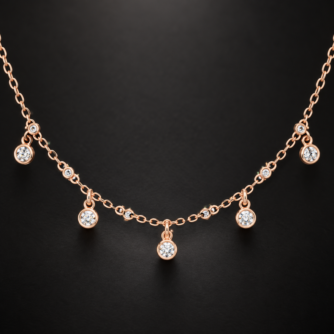 Starlit Drops 0.36 CT Bezel Diamond Station Necklace
