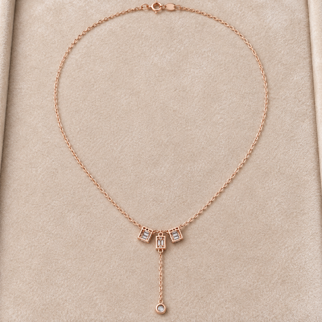 Deco Cascade 0.53 CT Baguette Diamond Lariat Necklace