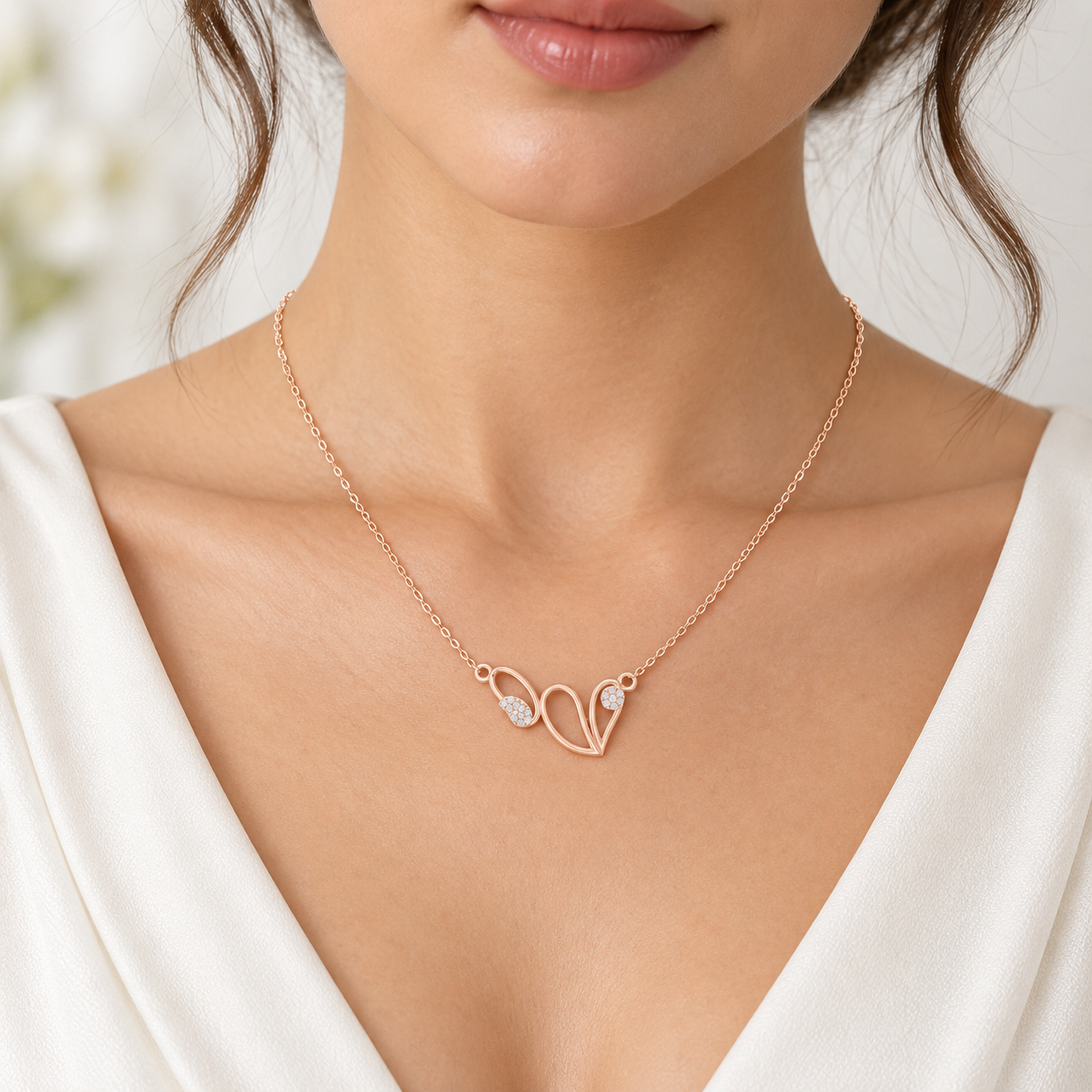 Verdant Embrace 0.09 CT Leaf Diamond Necklace for Women