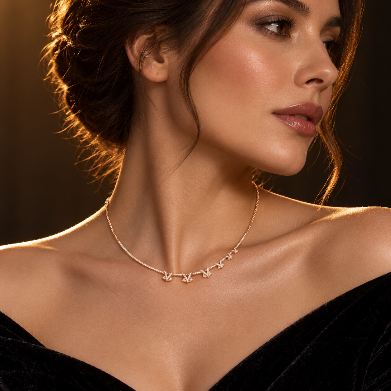 Vela Spark 0.31 CT Diamond Triangle Station Necklace