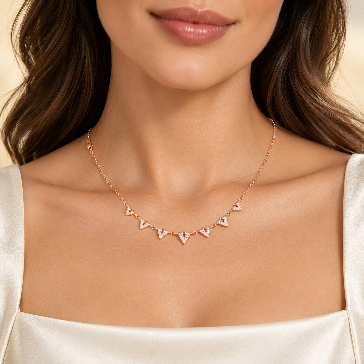 Vela Spark 0.31 CT Diamond Triangle Station Necklace