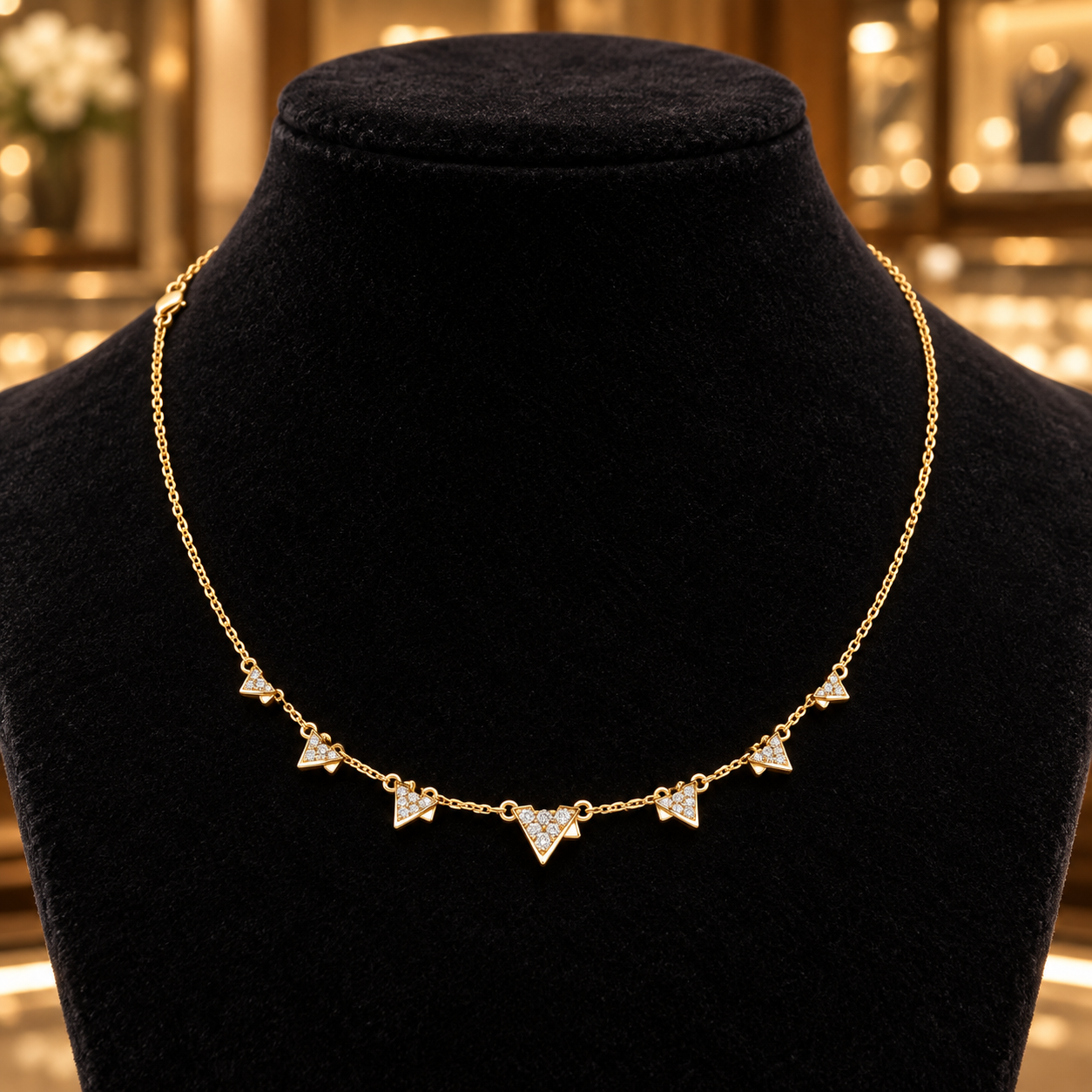 Vela Spark 0.31 CT Diamond Triangle Station Necklace