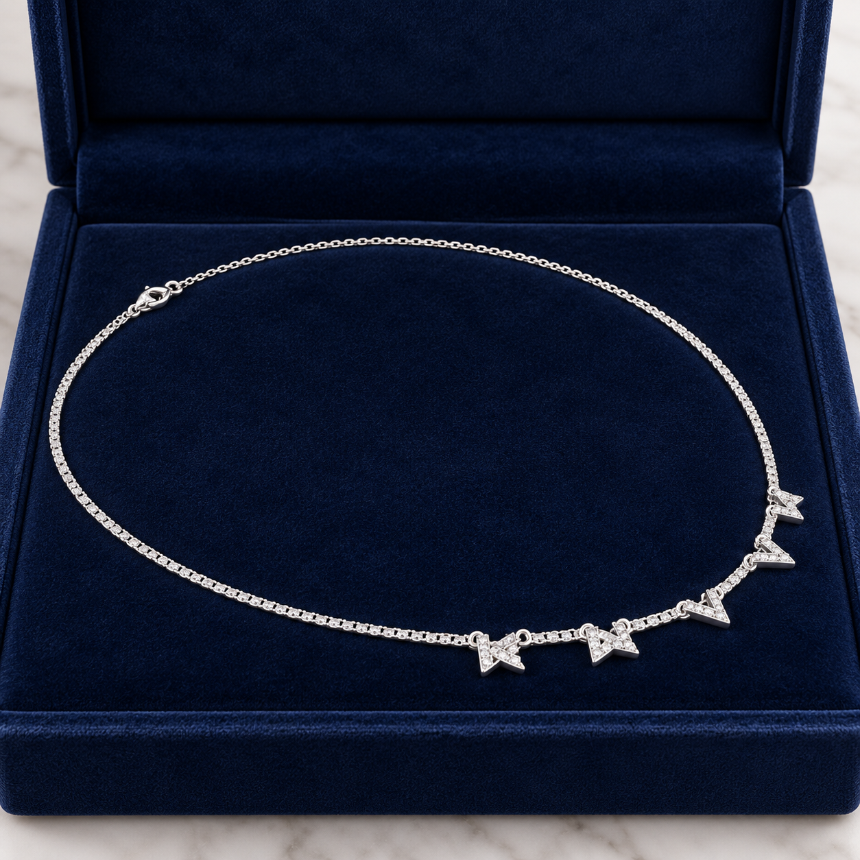 Vela Spark 0.31 CT Diamond Triangle Station Necklace