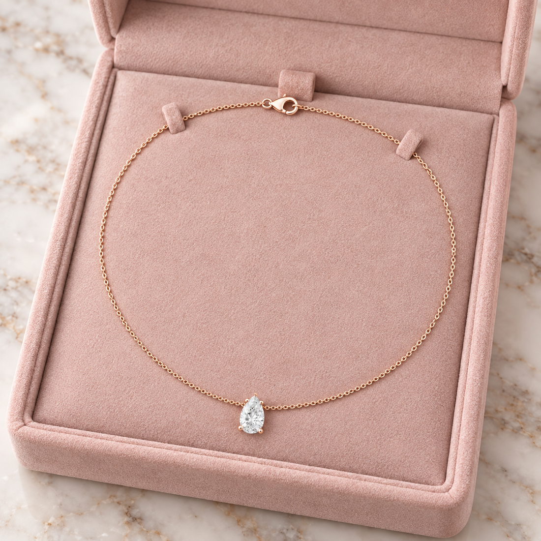 Luna Teardrop 3.07 CT Pear Solitaire Diamond Necklace
