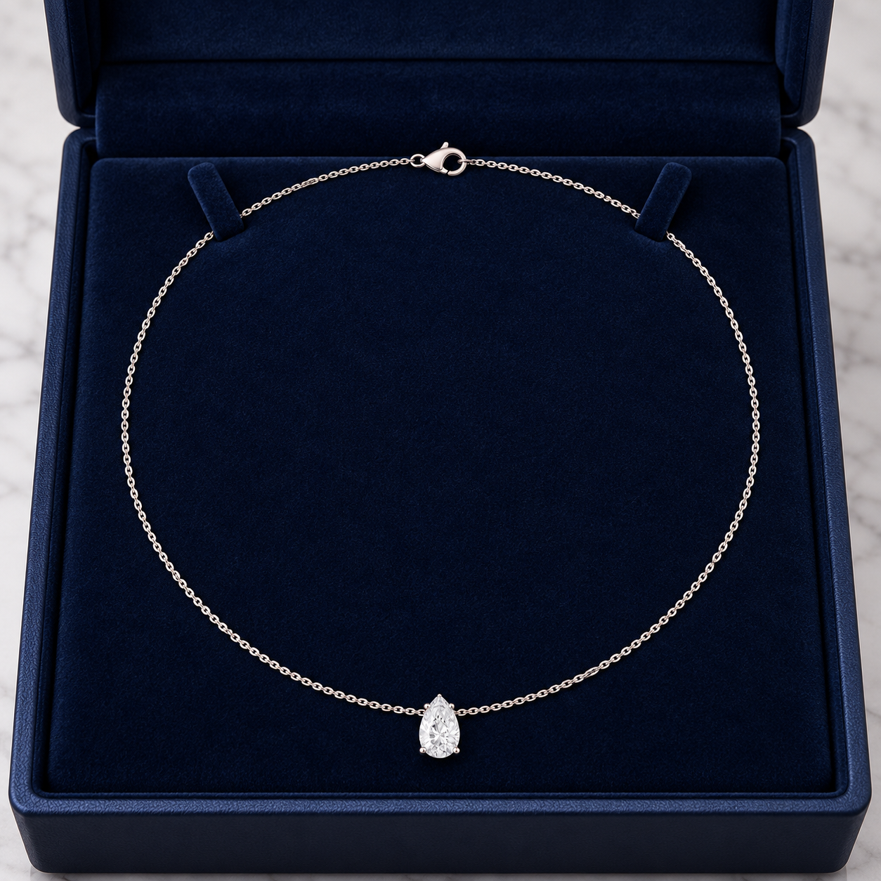 Luna Teardrop 3.07 CT Pear Solitaire Diamond Necklace