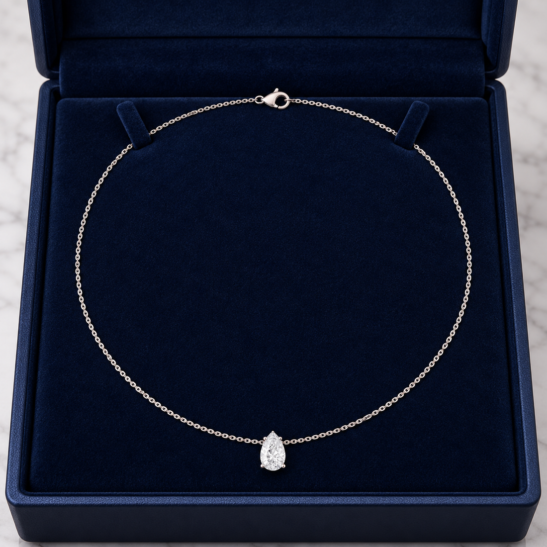 Luna Teardrop 3.07 CT Pear Solitaire Diamond Necklace
