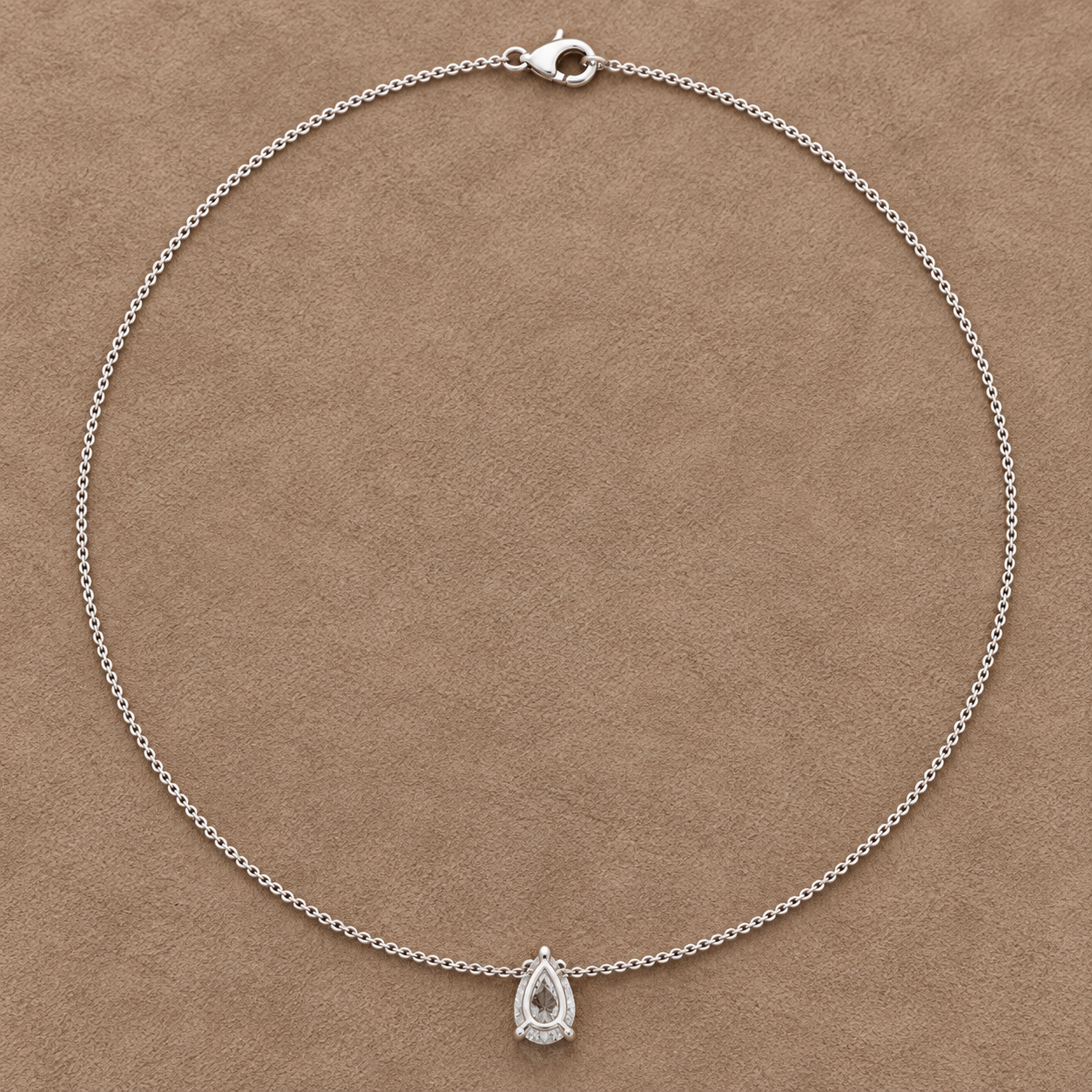 Luna Teardrop 3.07 CT Pear Solitaire Diamond Necklace