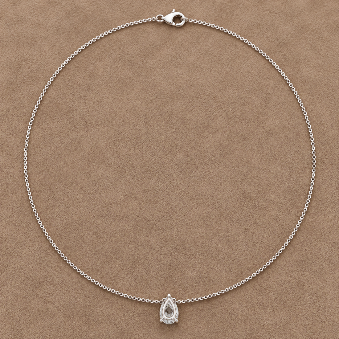 Luna Teardrop 3.07 CT Pear Solitaire Diamond Necklace