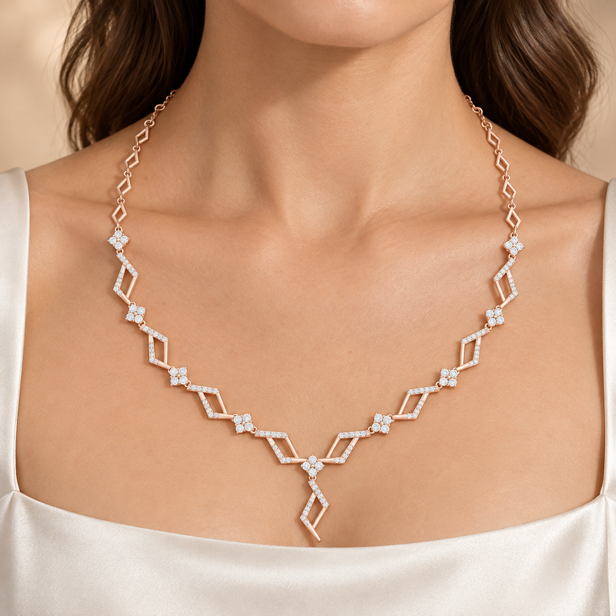 Prism Cascade 2.952 CT Geometric Diamond Y Necklace