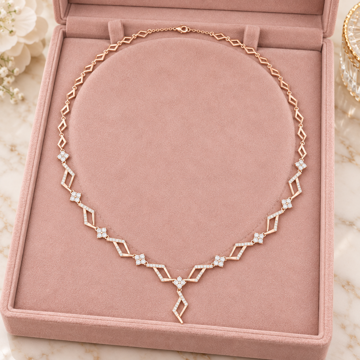 Prism Cascade 2.952 CT Geometric Diamond Y Necklace