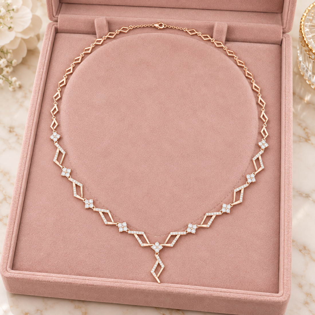 Prism Cascade 2.952 CT Geometric Diamond Y Necklace