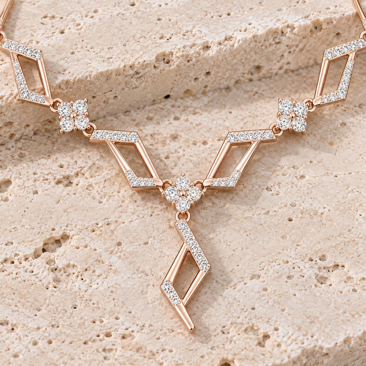 Prism Cascade 2.952 CT Geometric Diamond Y Necklace