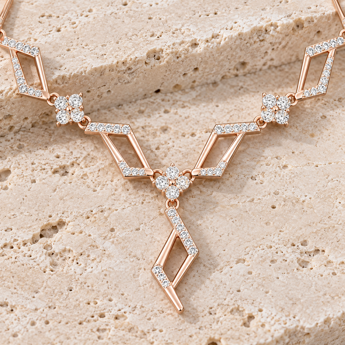 Prism Cascade 2.952 CT Geometric Diamond Y Necklace