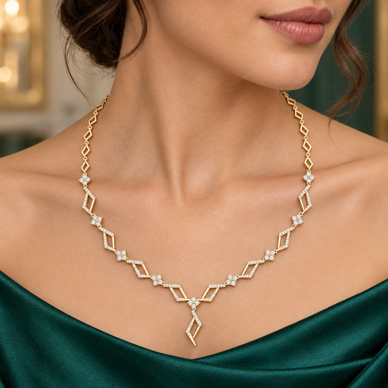 Prism Cascade 2.952 CT Geometric Diamond Y Necklace
