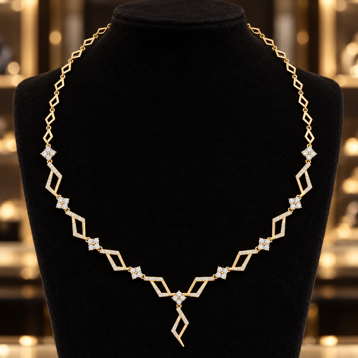Prism Cascade 2.952 CT Geometric Diamond Y Necklace