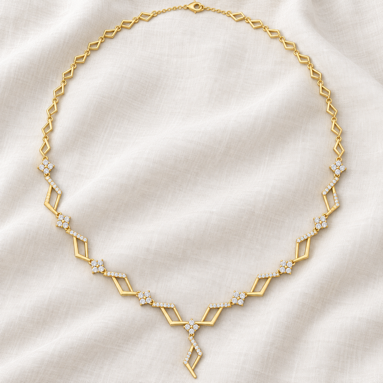 Prism Cascade 2.952 CT Geometric Diamond Y Necklace