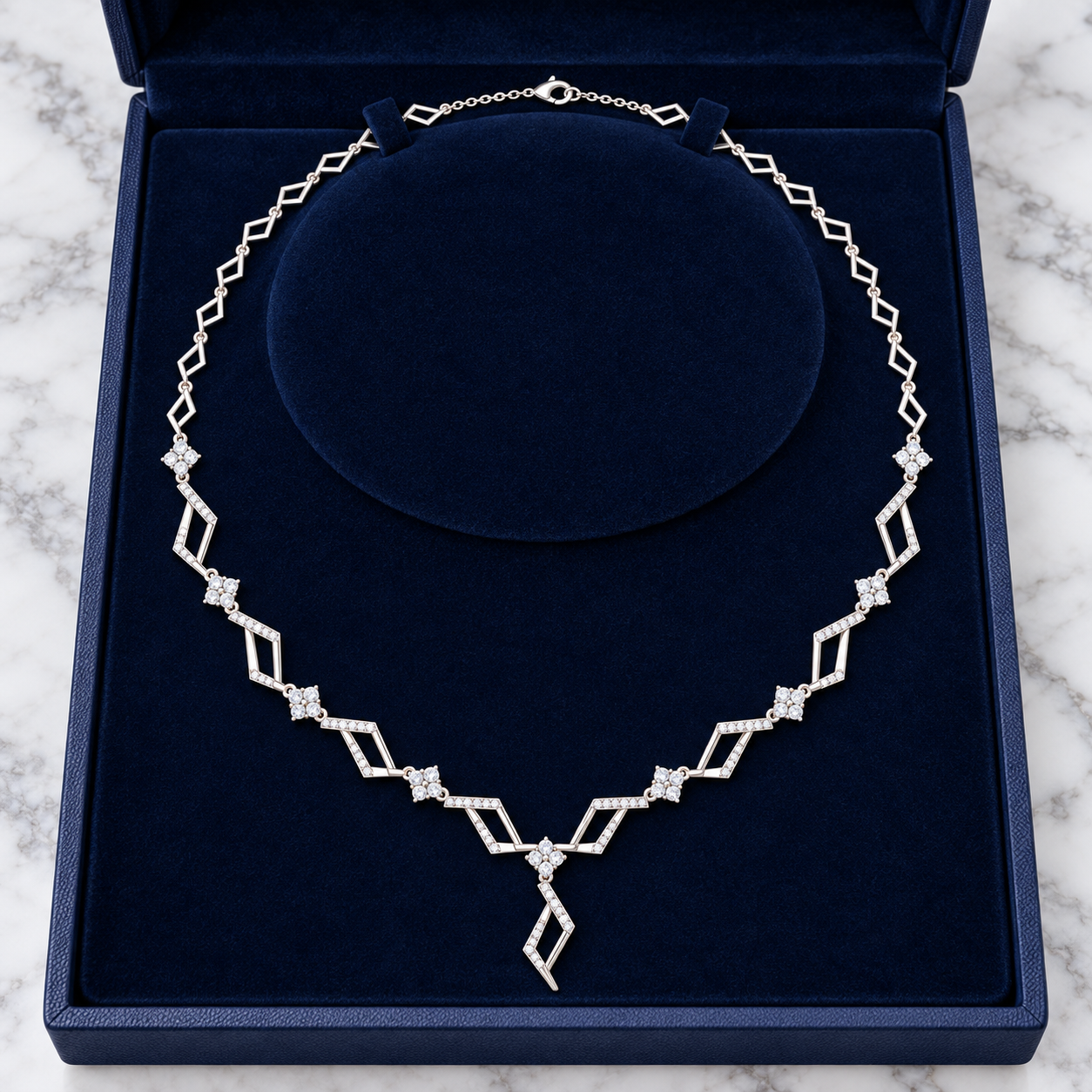 Prism Cascade 2.952 CT Geometric Diamond Y Necklace