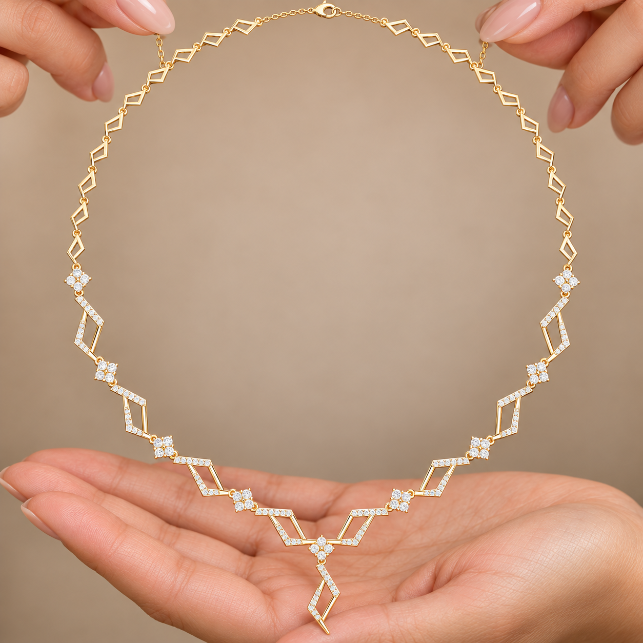 Prism Cascade 2.952 CT Geometric Diamond Y Necklace