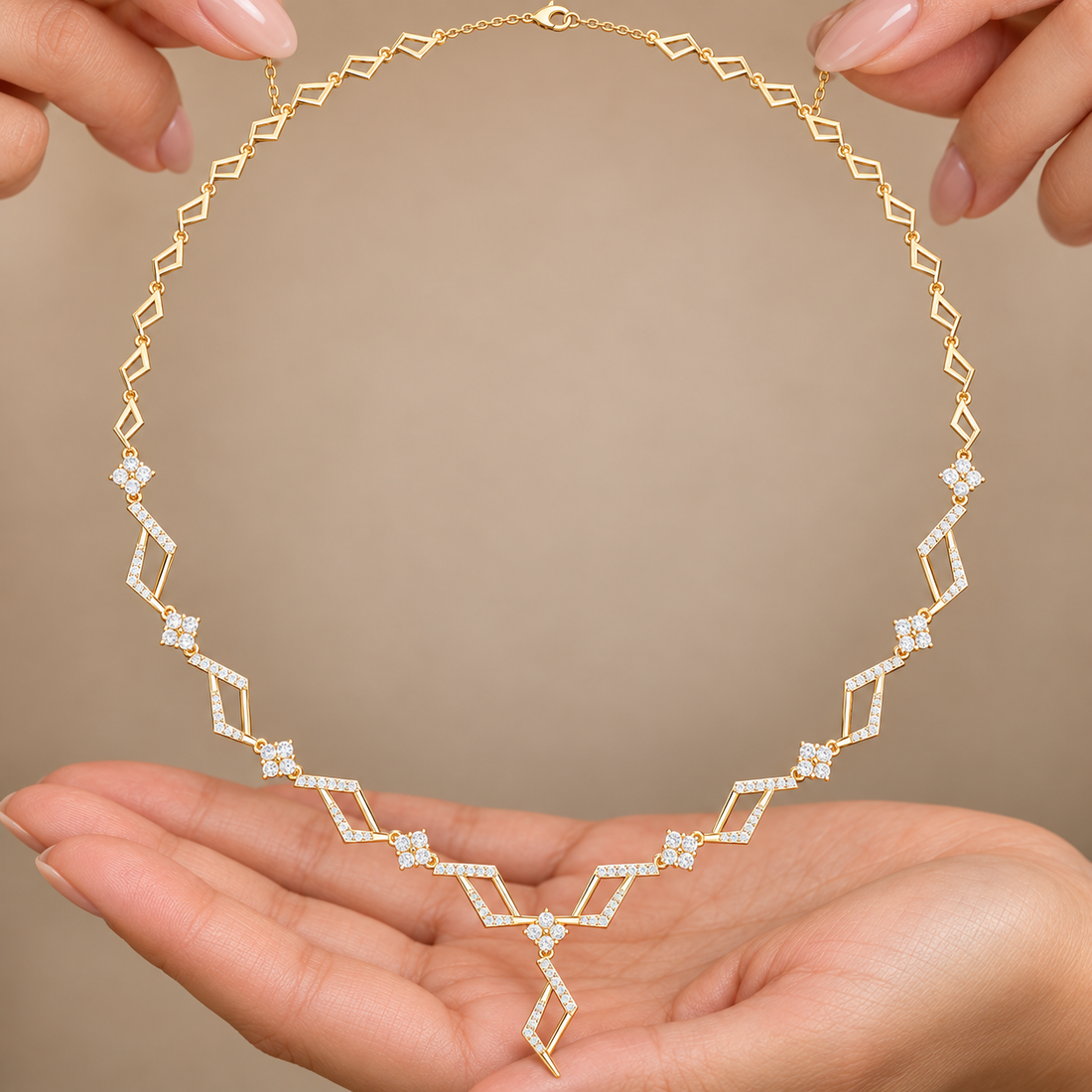 Prism Cascade 2.952 CT Geometric Diamond Y Necklace