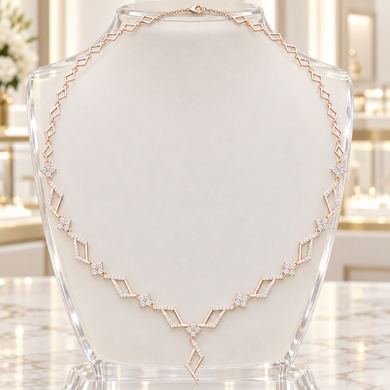 Prism Cascade 2.952 CT Geometric Diamond Y Necklace