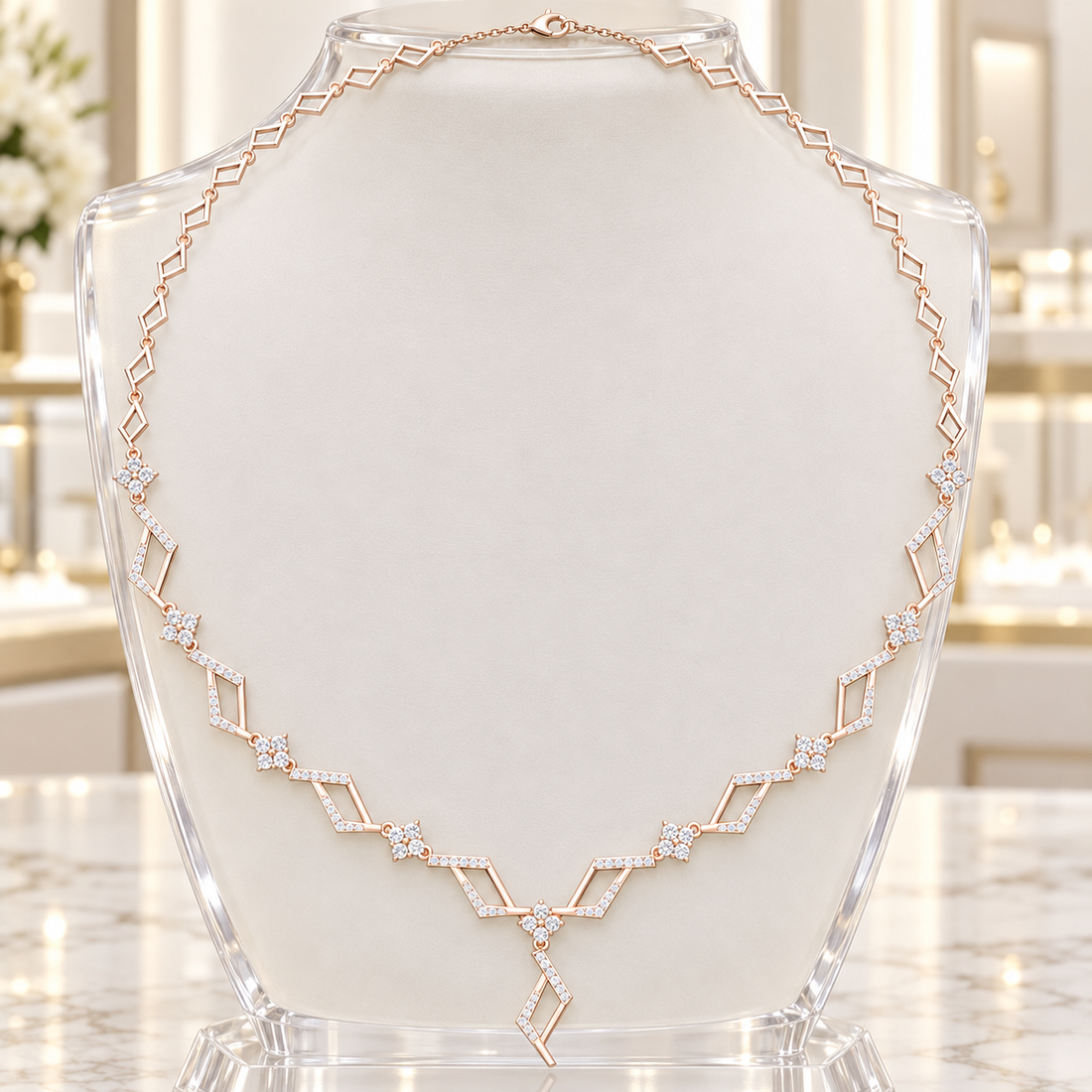 Prism Cascade 2.952 CT Geometric Diamond Y Necklace