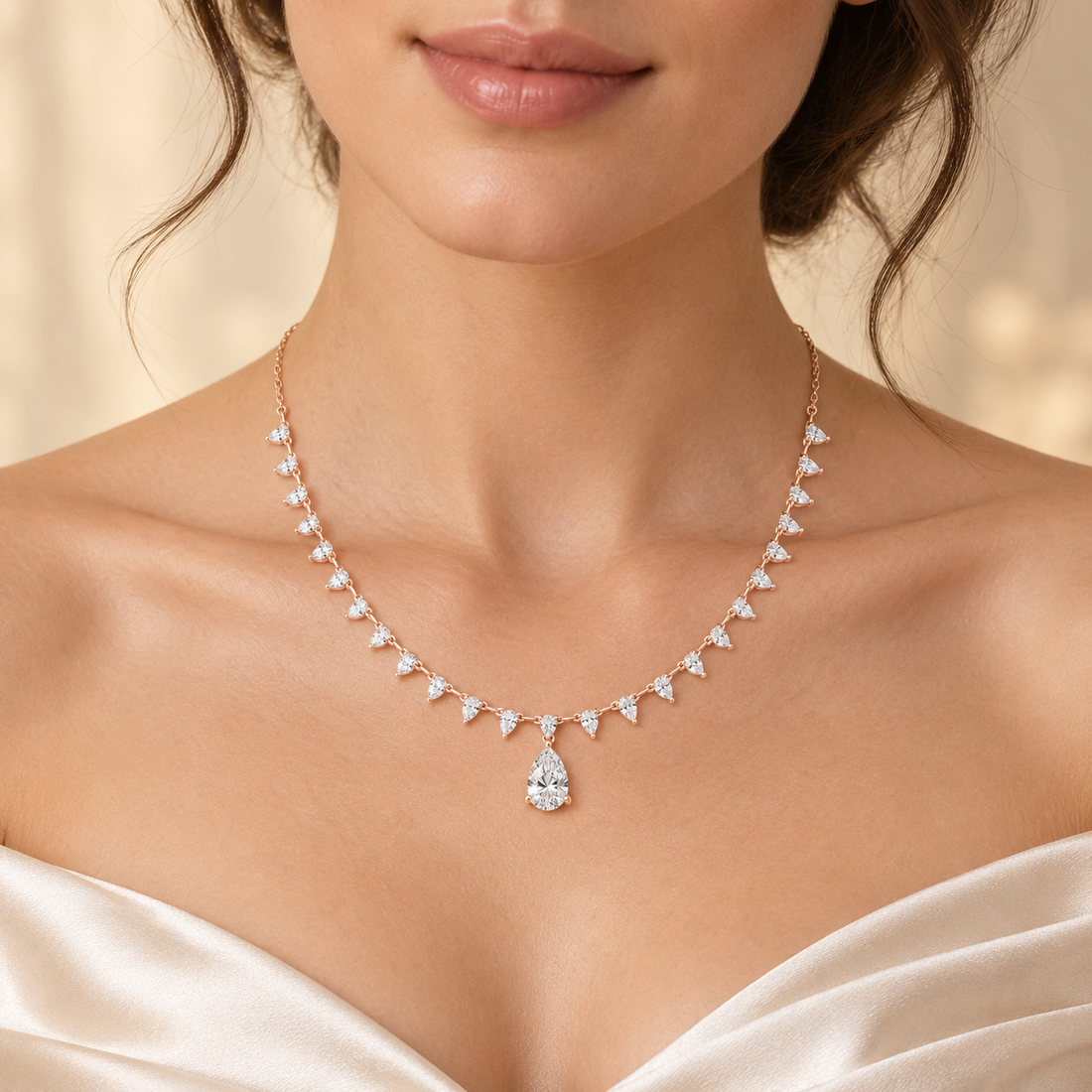 Aurelia Cascade 9.02 CT Pear Diamond Fringe Necklace