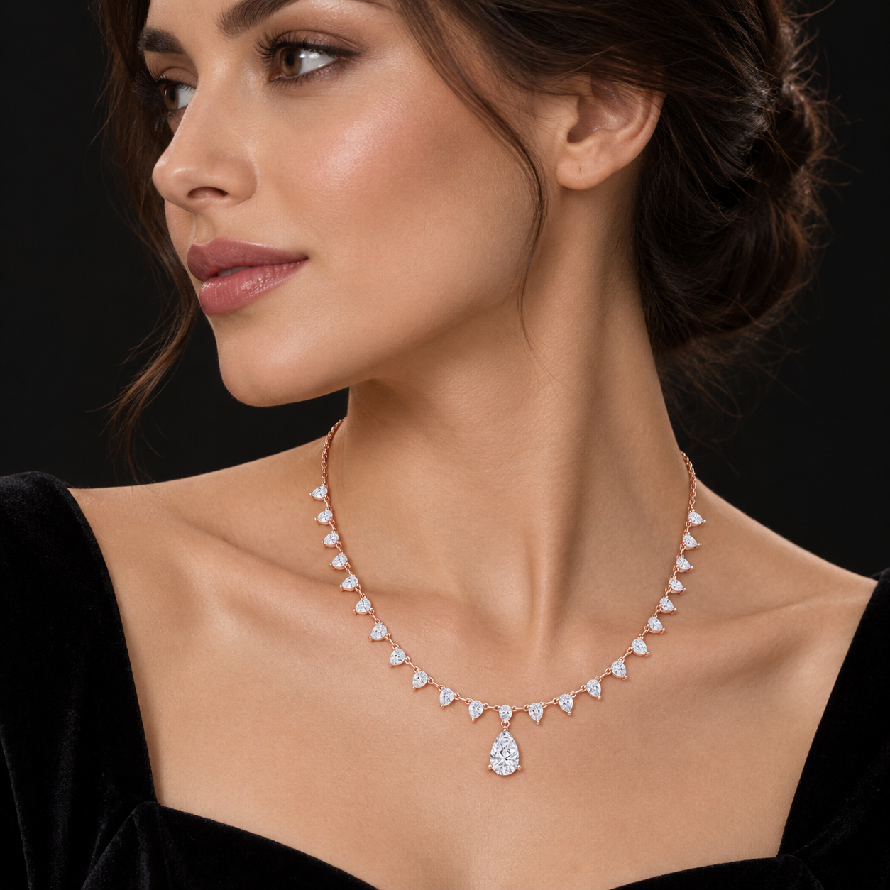 Aurelia Cascade 9.02 CT Pear Diamond Fringe Necklace