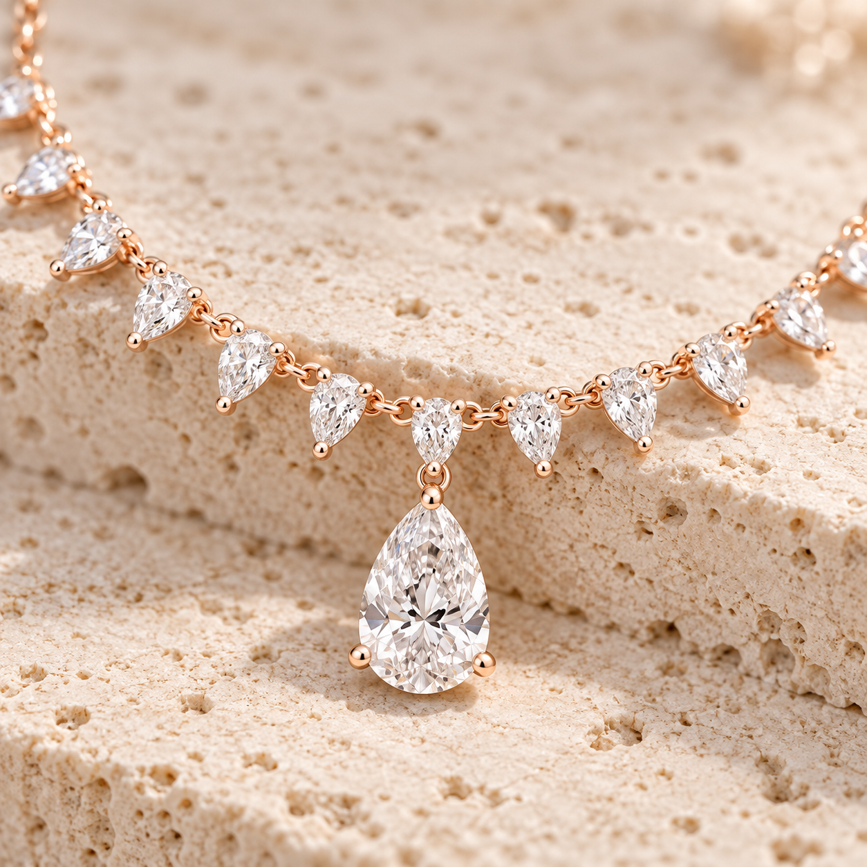Aurelia Cascade 9.02 CT Pear Diamond Fringe Necklace