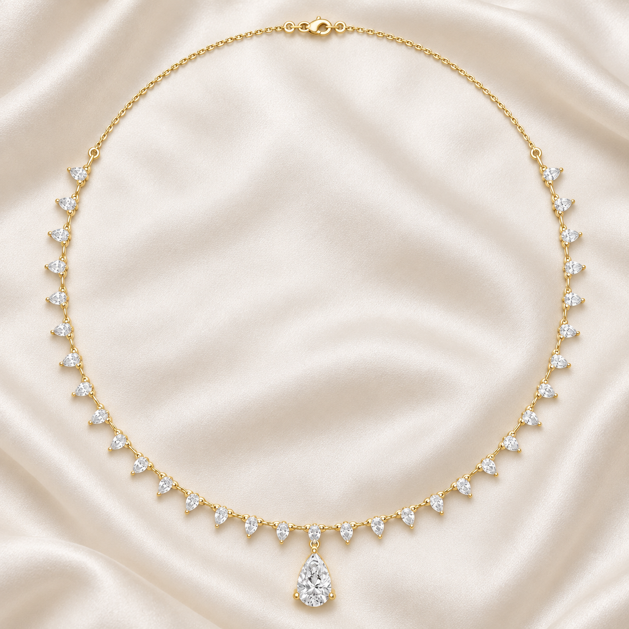 Aurelia Cascade 9.02 CT Pear Diamond Fringe Necklace
