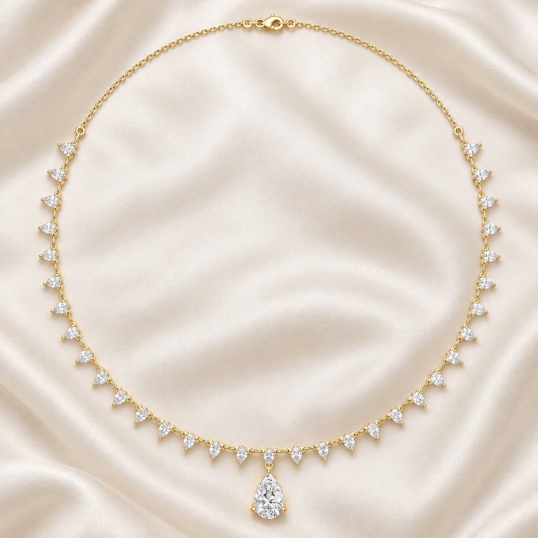 Aurelia Cascade 9.02 CT Pear Diamond Fringe Necklace