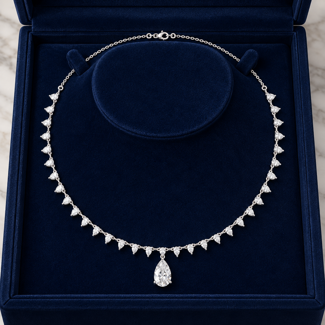 Aurelia Cascade 9.02 CT Pear Diamond Fringe Necklace