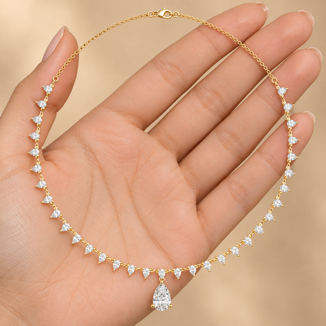 Aurelia Cascade 9.02 CT Pear Diamond Fringe Necklace