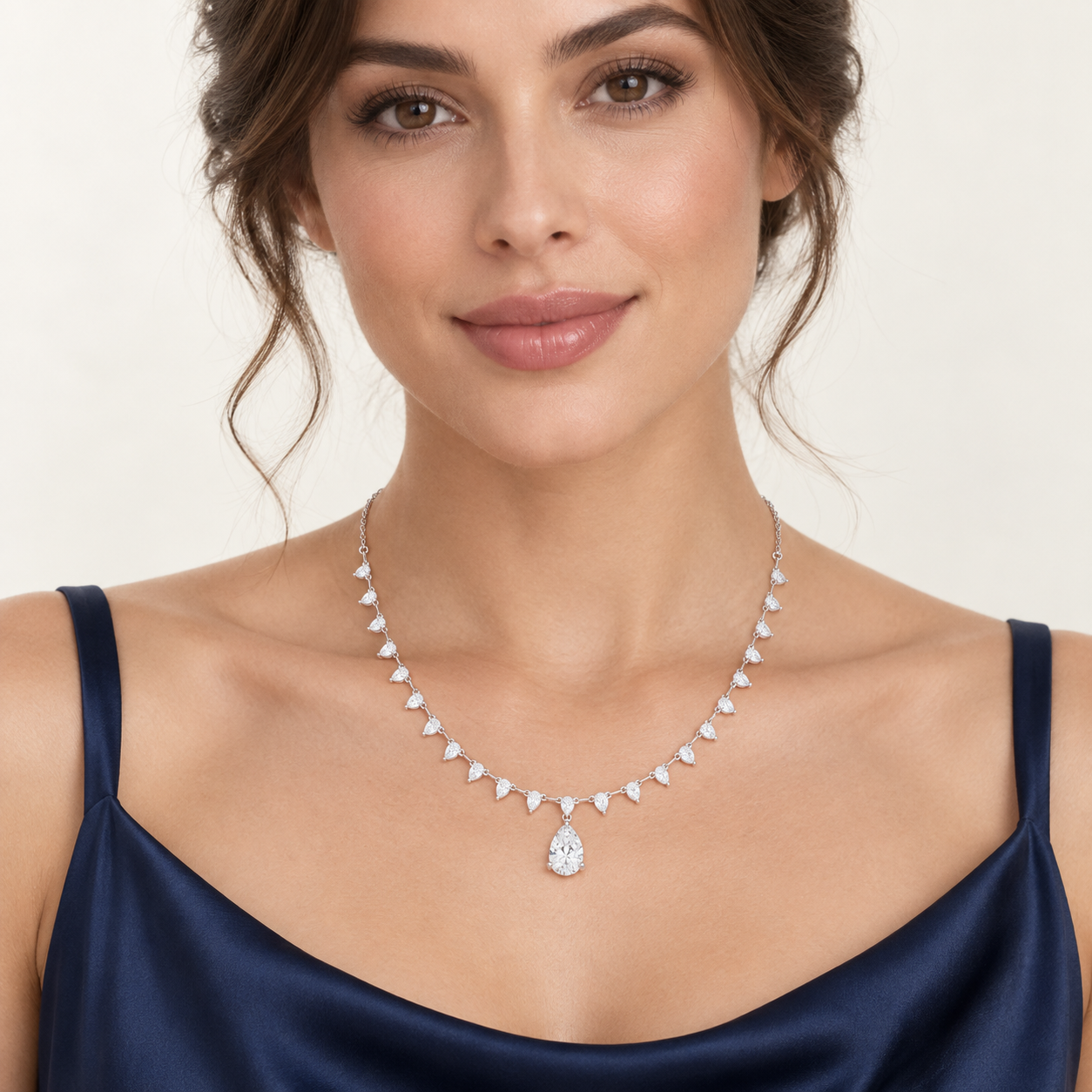 Aurelia Cascade 9.02 CT Pear Diamond Fringe Necklace