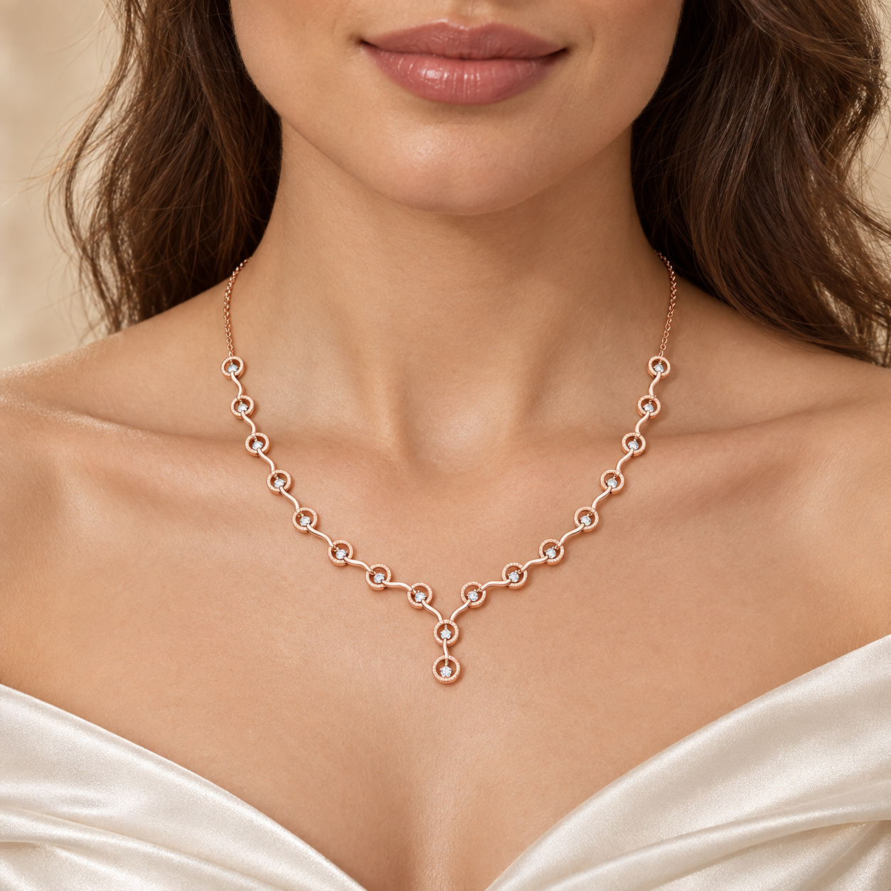 Seraphine Swirl 1.465 CT Diamond Link Y Necklace