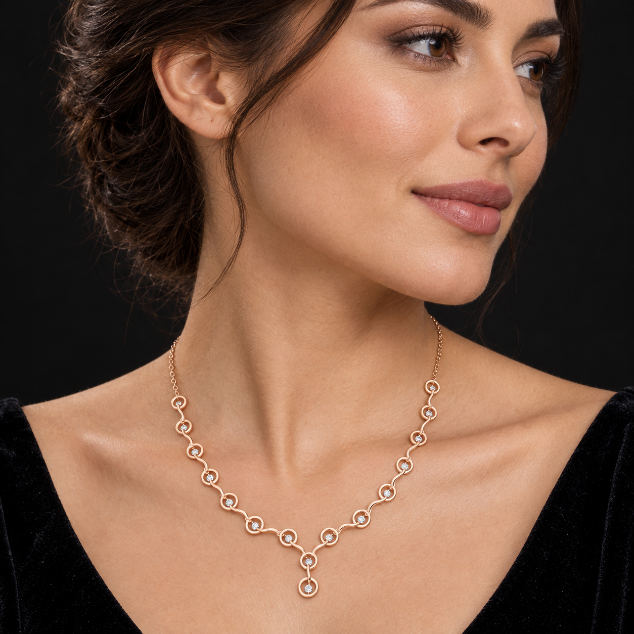 Seraphine Swirl 1.465 CT Diamond Link Y Necklace