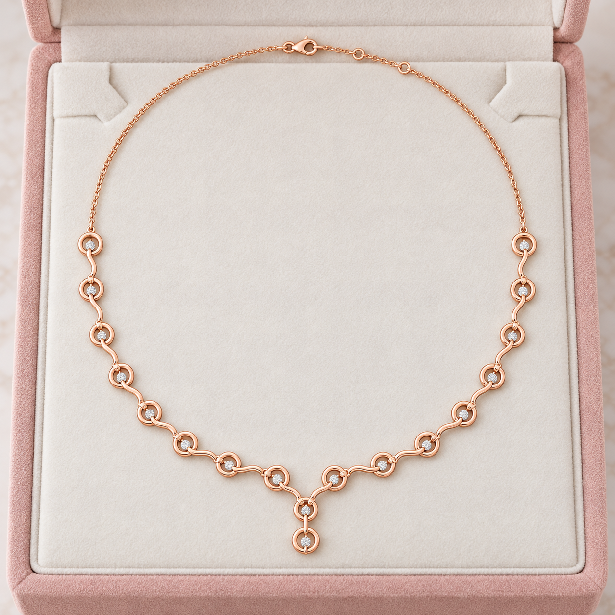 Seraphine Swirl 1.465 CT Diamond Link Y Necklace