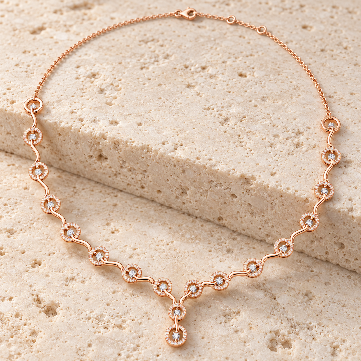 Seraphine Swirl 1.465 CT Diamond Link Y Necklace
