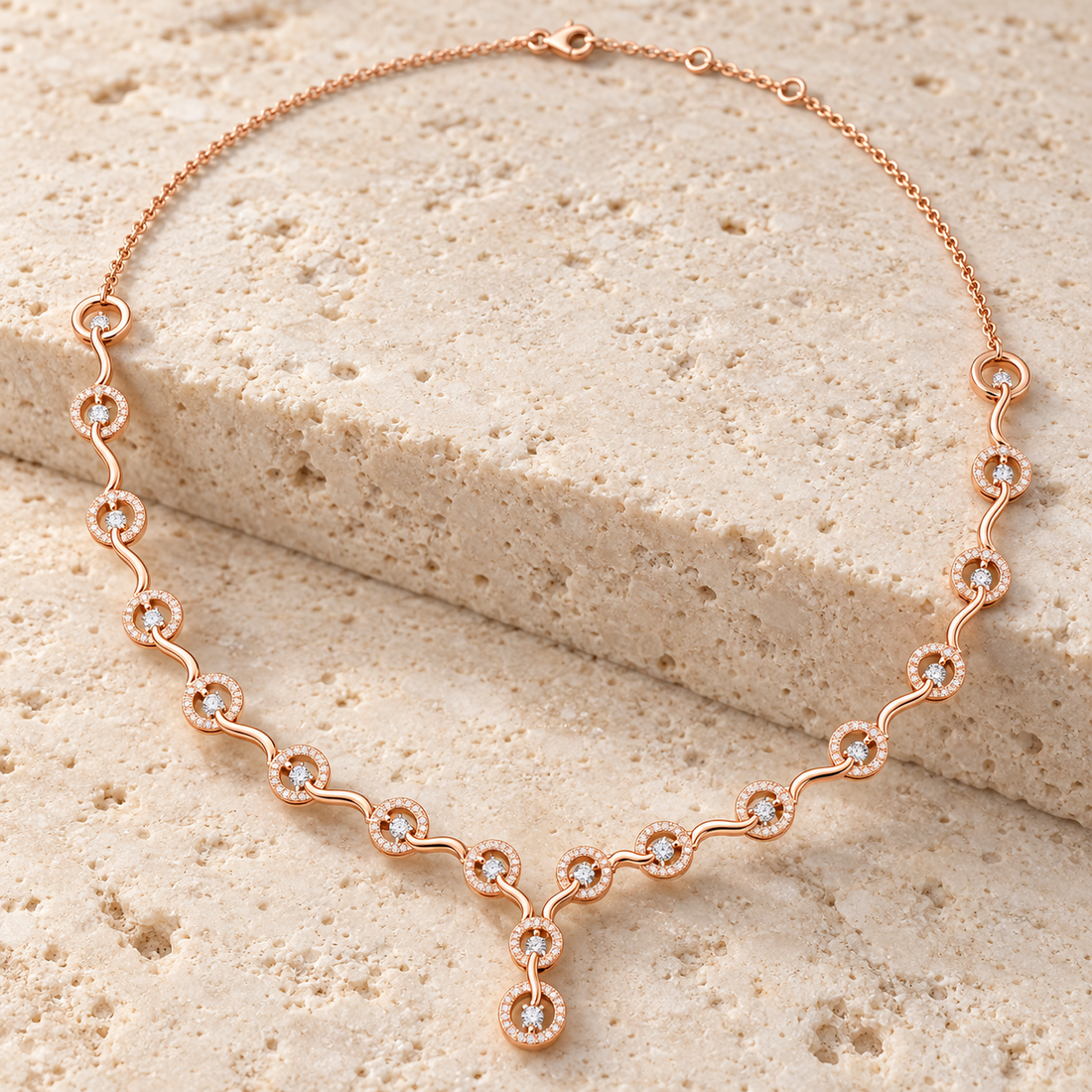 Seraphine Swirl 1.465 CT Diamond Link Y Necklace
