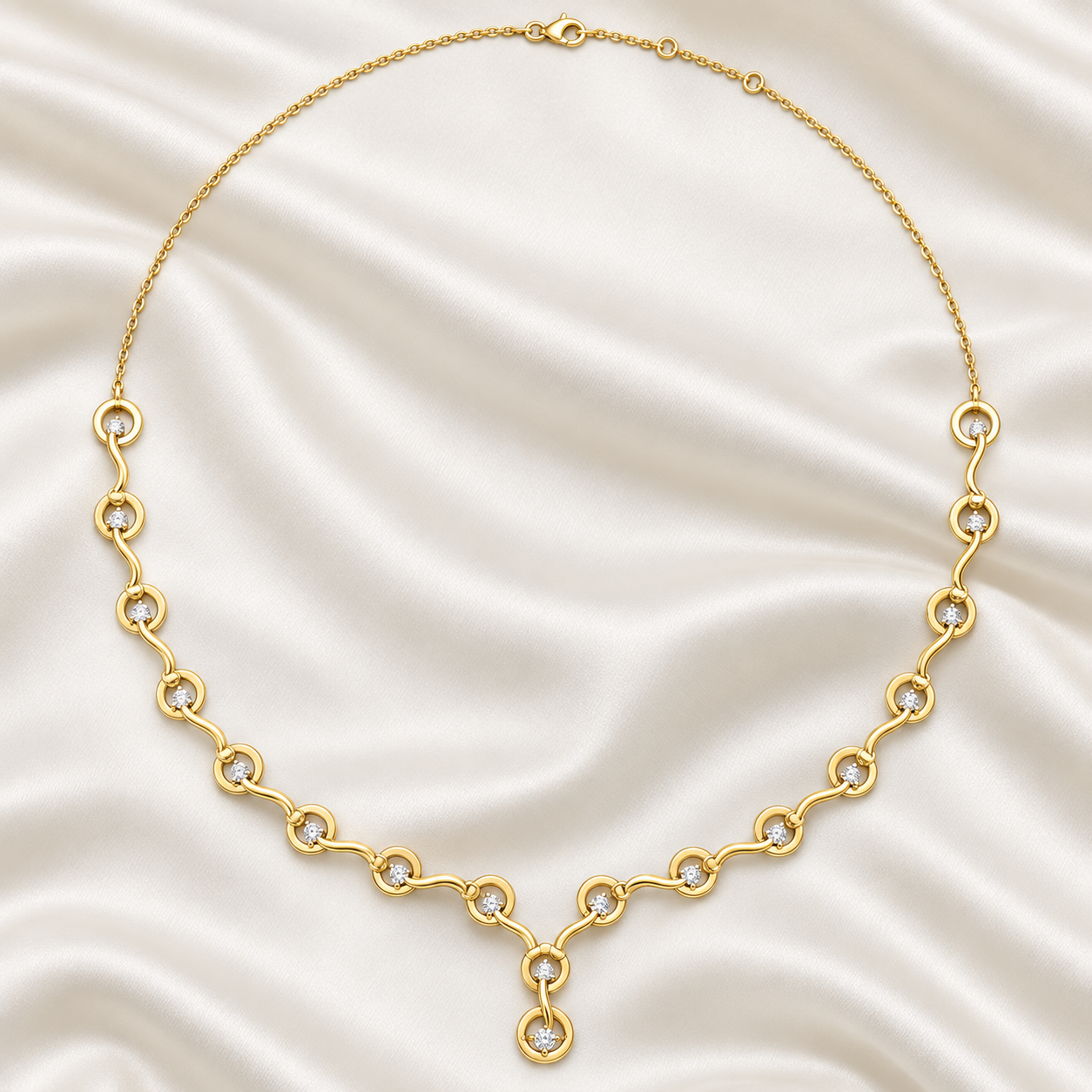 Seraphine Swirl 1.465 CT Diamond Link Y Necklace
