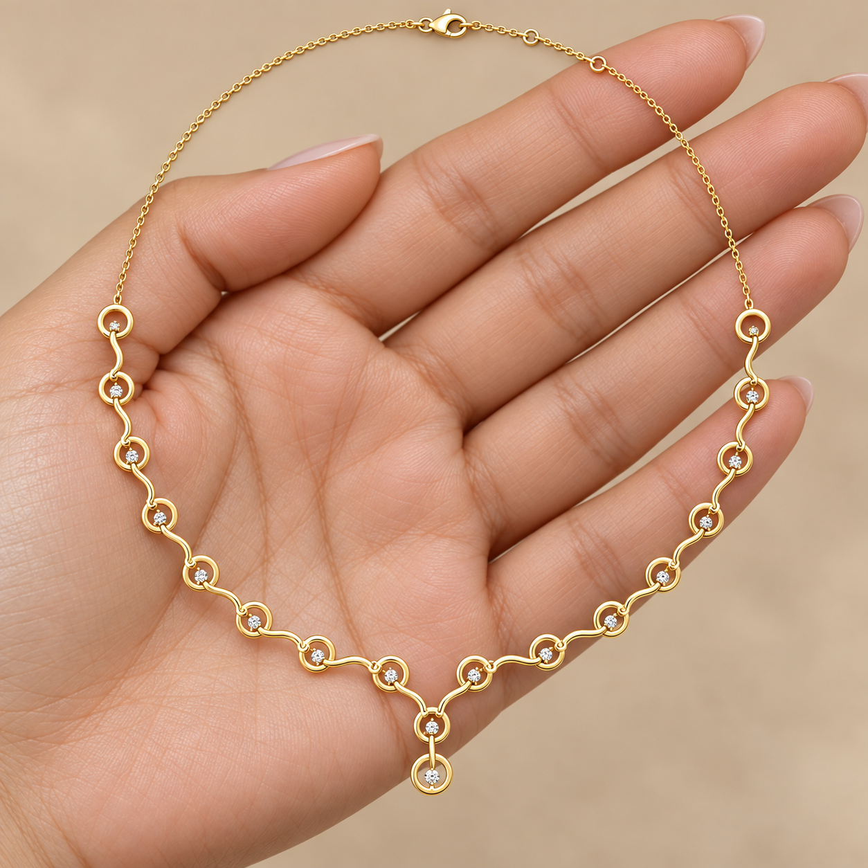 Seraphine Swirl 1.465 CT Diamond Link Y Necklace