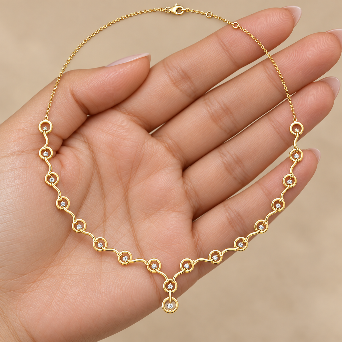 Seraphine Swirl 1.465 CT Diamond Link Y Necklace